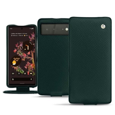 Housse cuir Google Pixel 6 - Rabat vertical - Vert - Cuir saffiano