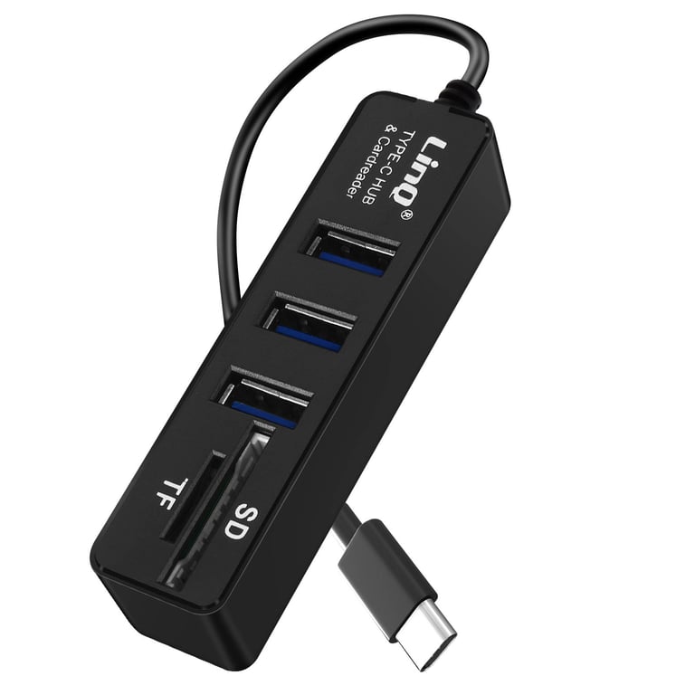 Hub USB C 5 en 1 avec 3 Ports USB et Lecteur Carte SD / Micro SD LinQ Neuf