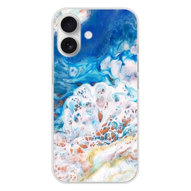 Coque en silicone - Compatible Apple iPhone 16 - design marbre ocean