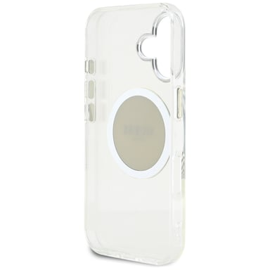 Étui Guess IML Metal Colored Circle Classic Logo MagSafe pour iPhone 16 gris