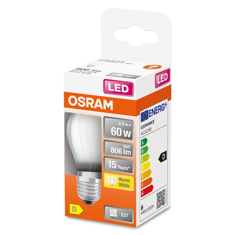 OSRAM LED sphérique filament E27 470lm froid - vue 3