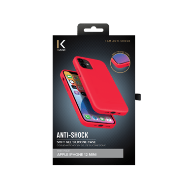 (O) Custodia antiurto in morbido silicone gel per Apple iPhone 12 mini, Ardent Red