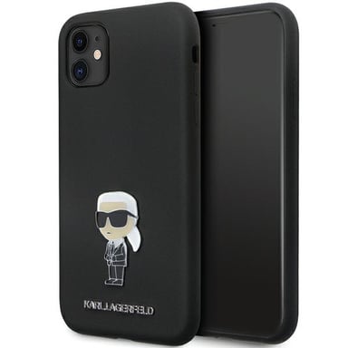 Funda Karl Lagerfeld Ikonik Metal Pin para iPhone 11/XR, negra