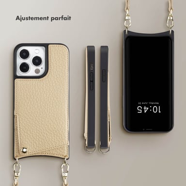 Selencia Coque de télephone Nova avec cordon et porte-cartes pour Apple iPhone 13 Pro - Beige