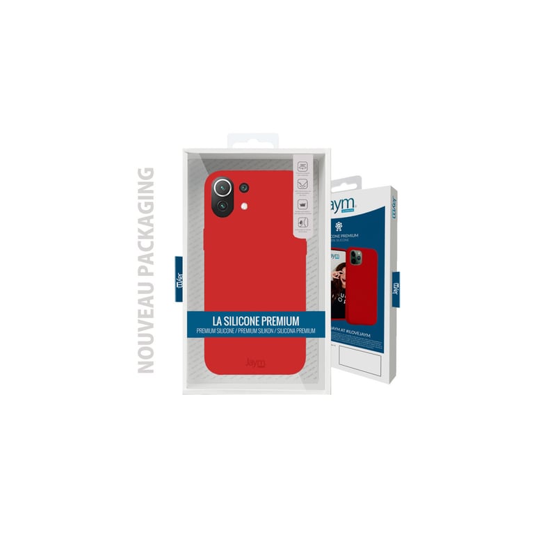 JAYM - Coque Silicone Premium Rouge pour Xiaomi MI 11 Lite -100% Silicone et Microfibre - Renforcée et Ultra Doux