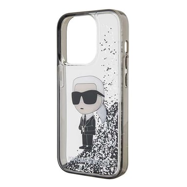 Karl Lagerfeld Funda para Apple iPhone 15 Pro Glitter Ikonik Floating Glitter Plateado