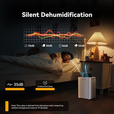 Deumidificatore Solayce PD12R-02EE con Serbatoio Acqua 3.2L, Rumore 35dB e Pannello Touch Intelligente