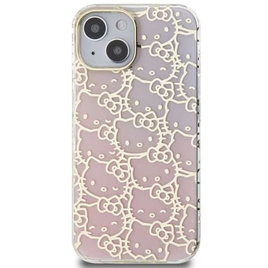 Custodia Hello Kitty per iPhone 15 6.1'' rosa Custodia rigida IML Gradient Electrop Crowded Kitty Head
