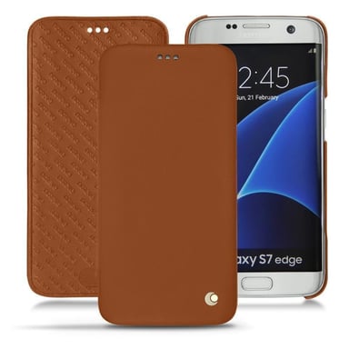 Housse cuir Samsung Galaxy S7 Edge -  - Marron - Cuir lisse