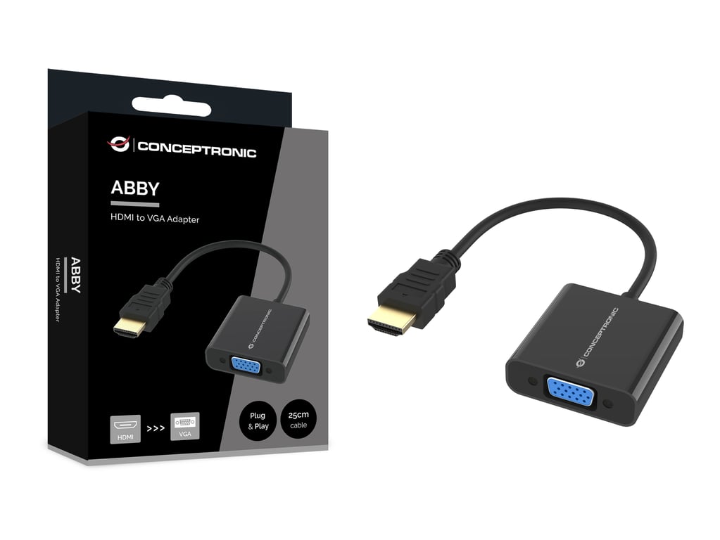 Conceptronic ABBY20B câble vidéo et adaptateur 0 25 HDMI Type A Standard VGA D Sub Neuf - vue 2