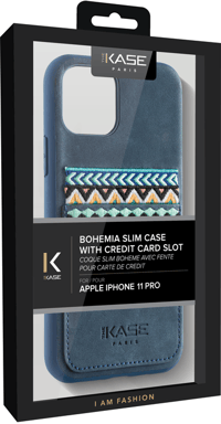 Funda Bohemian slim con ranura para tarjeta de crédito para Apple iPhone 11 Pro, azul persa
