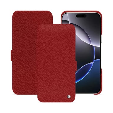 Housse cuir Apple iPhone 16 Pro Max -  - Rouge - Cuir grainé