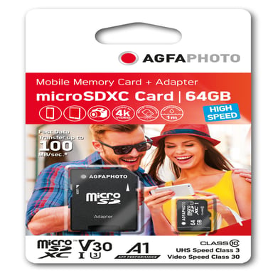AGFAPHOTO Scheda di memoria microSDHC - 10582 - Capacità 64GB - Nero