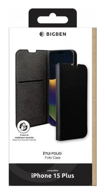 BIG BEN FOLIOIP15PL coque de protection pour téléphones portables 17 cm (6.7'') Folio Noir Apple (brand) iPhone 15 Plus