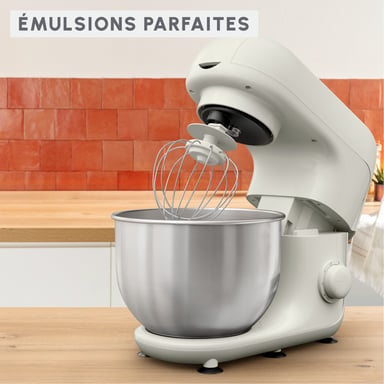 Robot pâtissier MOUX QA160110 avec bol en acier inoxydable de 4.8L et 6 vitesses