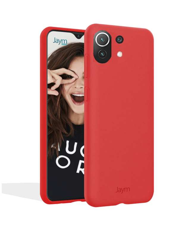 JAYM - Coque Silicone Premium Rouge pour Xiaomi MI 11 Lite -100% Silicone et Microfibre - Renforcée 