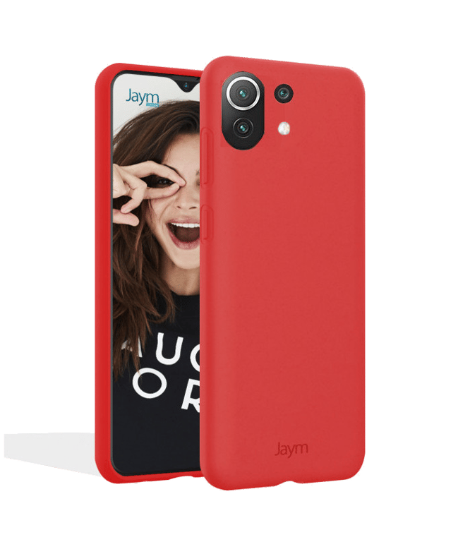 JAYM - Coque Silicone Premium Rouge pour Xiaomi MI 11 Lite -100% Silicone et Microfibre - Renforcée