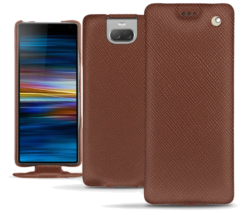 Housse cuir Sony Xperia 10 Plus - Rabat verticalMarron