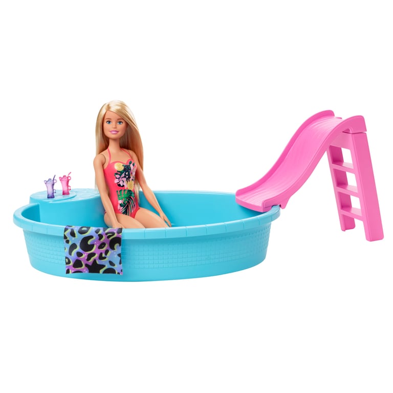 Coffret Barbie et sa Piscine GHL91 – Avec Toboggan et Accessoires de Jeu