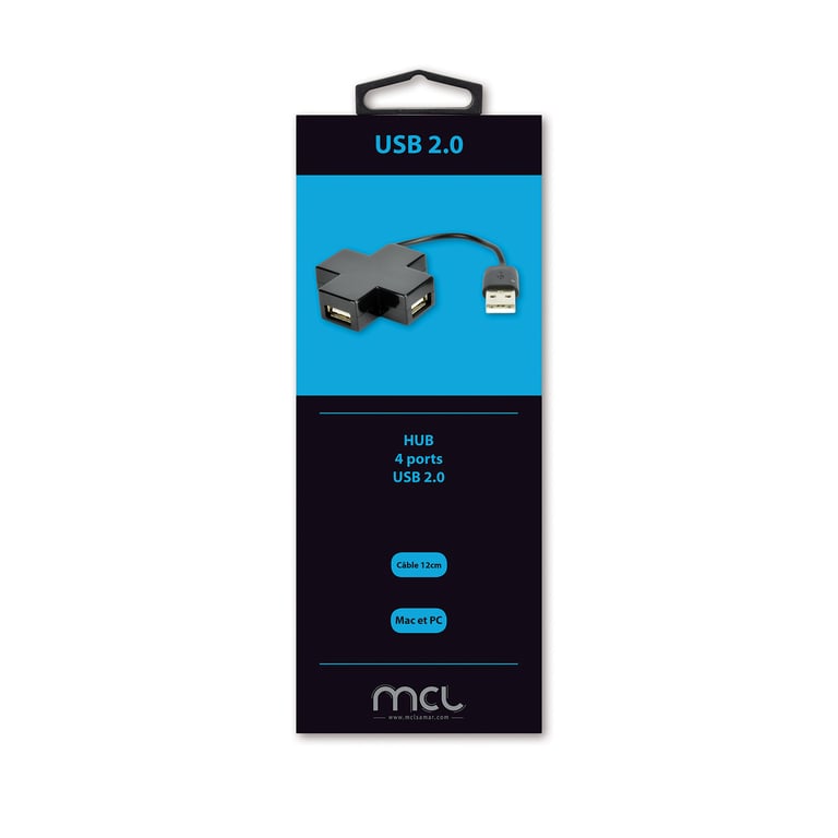 Concentrateur hub MCL Mini hub 4 ports USB 2.0 Autoalimenté - vue 3