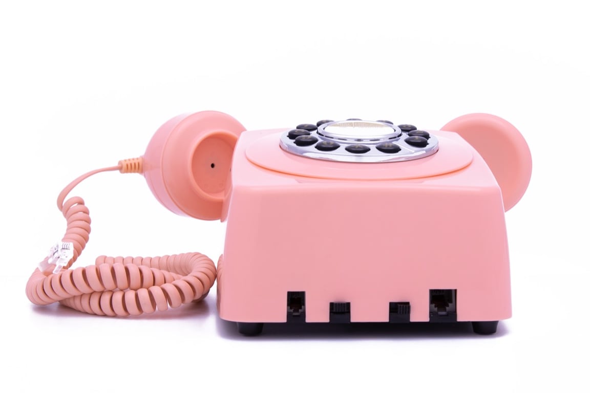 GPO 746 Wall Téléphone Mural Bouton Poussoir – Téléphone Fixe Vintage, Design rétro -Rose - Neuf