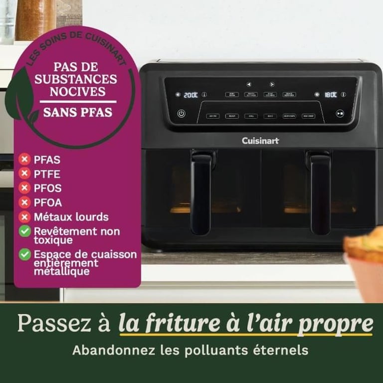 Friteuse D'Air Chaud CUISINART Airfryer AFD10XBLE – 10,4 L, 2400 W, Double Cuves - vue 4
