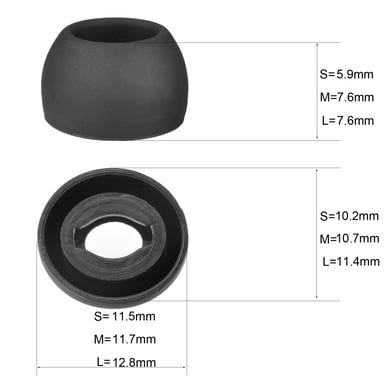 6 paia di cuscinetti auricolari di ricambio per TWS Samsung Galaxy Buds Pro Black