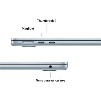 Macbook Air M4 (2025) 13', 256 Go 16 Go Apple GPU 8, Azul cielo - QWERTY ES