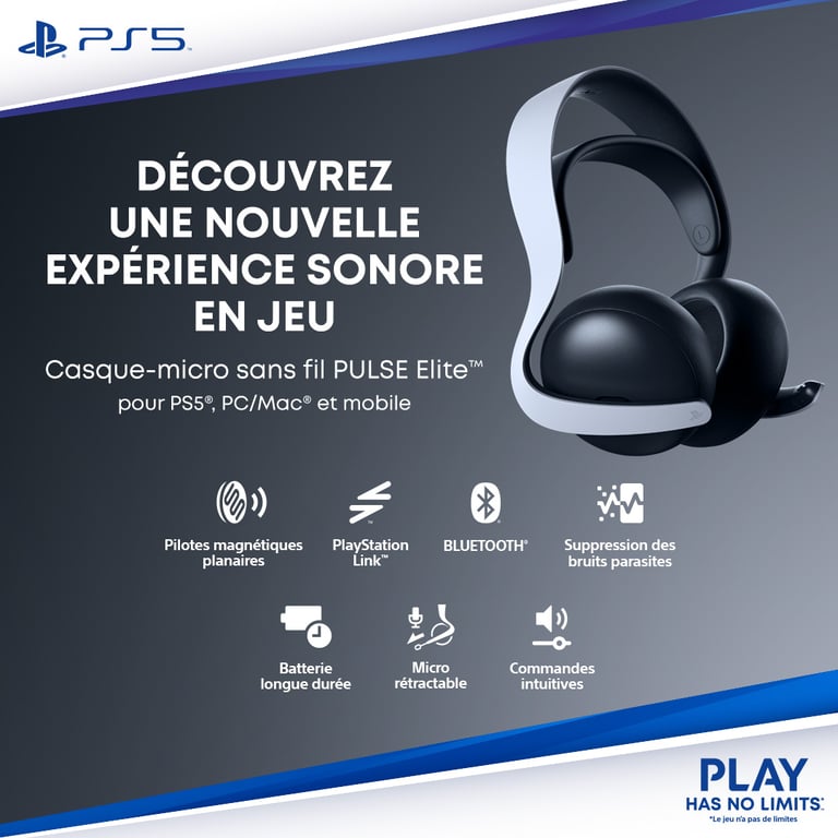 Casque micro Sans Fil Pulse Elite Ps5 Sony - vue 7
