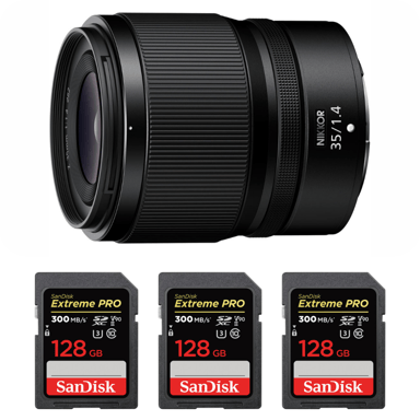 Objetivo Nikon Z 35mm f/1.4 + 3 SanDisk 128GB Extreme PRO UHS-II + Ebook ''20 consejos para fotos que impactan''