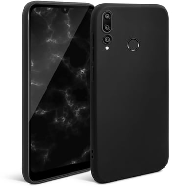 Carcasa de silicona Moozy Minimalist Series para Huawei P Smart Plus 2019 y Honor 20 Lite, negro - Acabado mate fino y flexible en TPU.