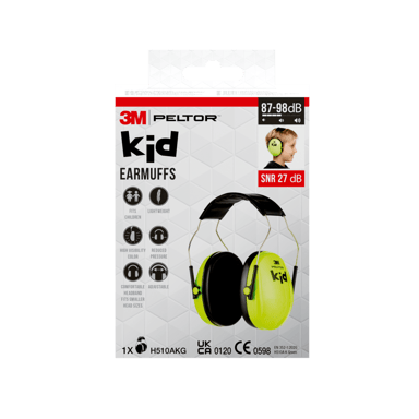 Casque de Protection Auditive 3M™ PELTOR™ Kid Vert SNR 27 dB