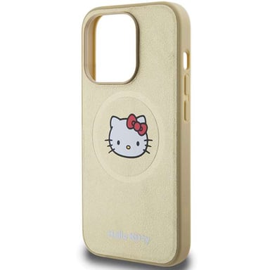 Custodia Hello Kitty per iPhone 15 Pro Max 6,7'' oro Custodia rigida in pelle Kitty Head MagSafe