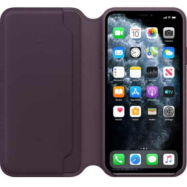 Custodia in pelle per iPhone 11 Pro Max Aubergine