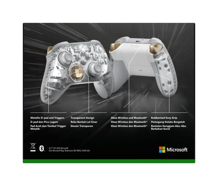 Microsoft Ghost Cipher Or, Gris clair, Transparent Bluetooth/USB Manette de jeu Analogique/Numérique Android, PC, Xbox One, Xbox Series S, Xbox Series X, iOS