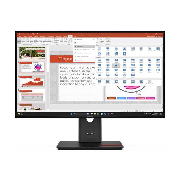 Lenovo ThinkVision T27 40 Écran LED 27 1920 x 1080 Full HD @ 120 Hz IPS 300 cdm² 1500:1 4 ms HDMI VGA DisplayPort eclipse - vue 3