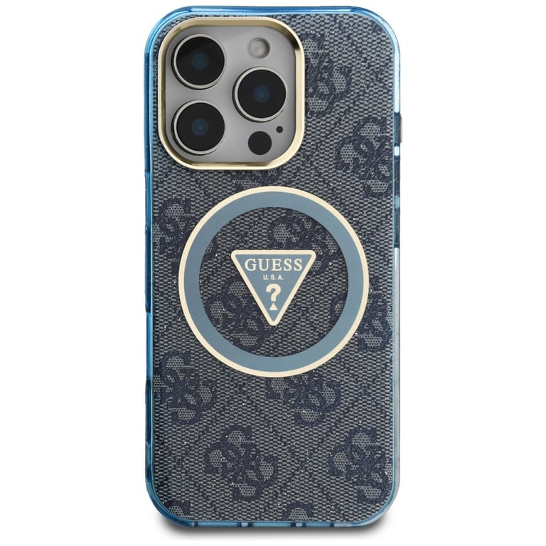Coque Guess IML Metal Glitter 4G Circle Triangle MagSafe pour iPhone 16 Pro - vue 9