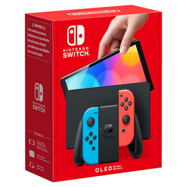 Switch (OLED) Néon 64 Go - Console de jeux portables 17,8 cm (7'') Écran tactile Wifi, Bleu, Rouge