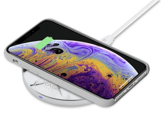 Base di ricarica wireless Qi veloce con effetto marmo 7,5W/10W, bianco