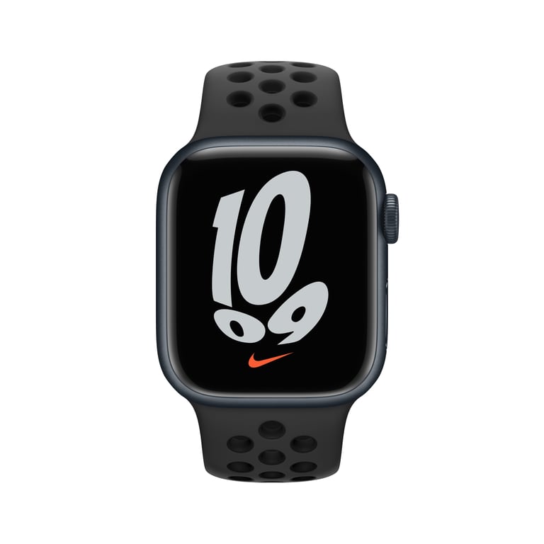 Watch Nike Series 7 GPS + Cellular, boîtier Aluminium Minuit 41mm avec Bracelet Nike Sport Anthracite - Noir