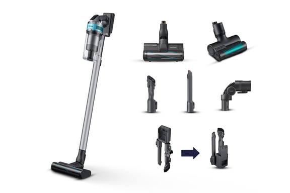 Samsung Jet 75 turbo Aspiradora escoba Batería Secar HEPA Sin bolsa 0,8 L 550 W Negro, Cromo, Color menta, Verde azulado