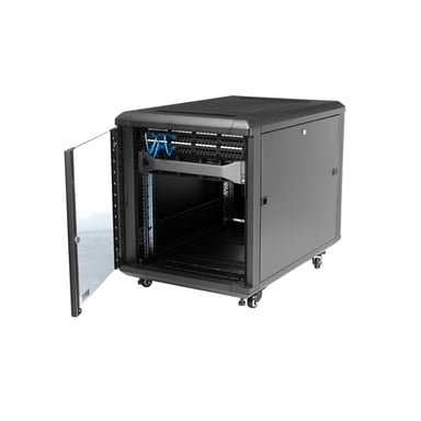 StarTech.com Armoire Rack Serveur 12U à 4 Montants, Armoire Verrouillable 19'' pour Ordinateur/AV/Équipement IT, Rack Réseau pour Bureau/Domicile avec Roulettes et Rails de Montage Ajustables