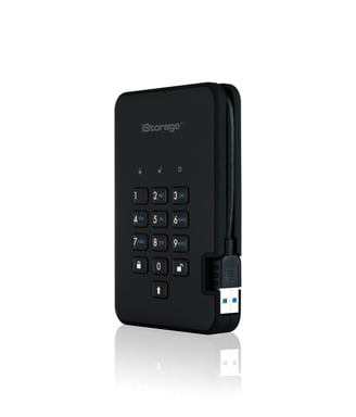 Origin Storage iStorage diskAshur2 256-bit 1TB USB 3.2 secure encrypted hard drive - Black IS-DA2-256-1000-B - Neuf Noir - vue 3