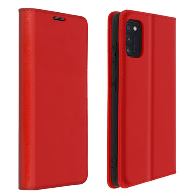 Étui pour Samsung Galaxy A41 Folio Cuir Véritable Porte cartes Support Vidéo Rouge