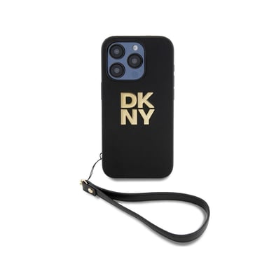 Custodia per Apple iPhone 14 Pro con logo metallizzato e cinturino da polso