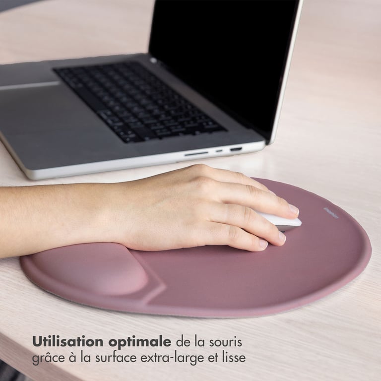 imoshion Tapis de souris ergonomique - Tapis de souris avec repose-poignet - 30 x 25 cm - Vieux rose - Neuf