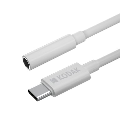 KODAK Cable AUX a USB-C - Conectividad de audio de alta calidad, compatible con dispositivos USB-C, 1 m de longitud, sonido nítido - Blanco.
