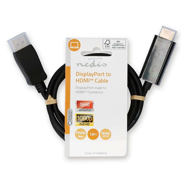 Nedis CCGL37100BK10 câble vidéo et adaptateur 1 m DisplayPort HDMI Type A (Standard) Noir - vue 3