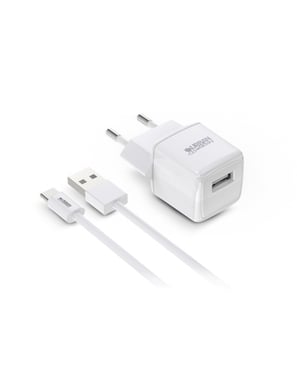 URBAN FACTORY POWER USB-A POWER ADAPTER 2.4A/12W WITH 1M USB-A TO USB-C CABLE