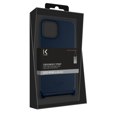 Custodia a tracolla in morbido silicone gel per Apple iPhone 12 Pro Max, Oxford Blue